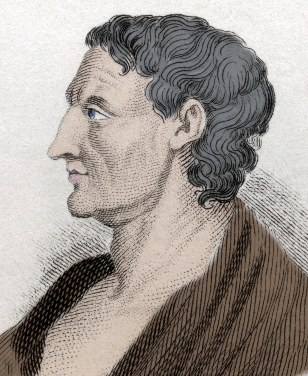 Portret Arystotelesa znany jako Stagiryt, po grecku grecki filozof Arystoteles (384 pne do 322 pne). Rycina XIX wieku. autorstwa Unknown artist