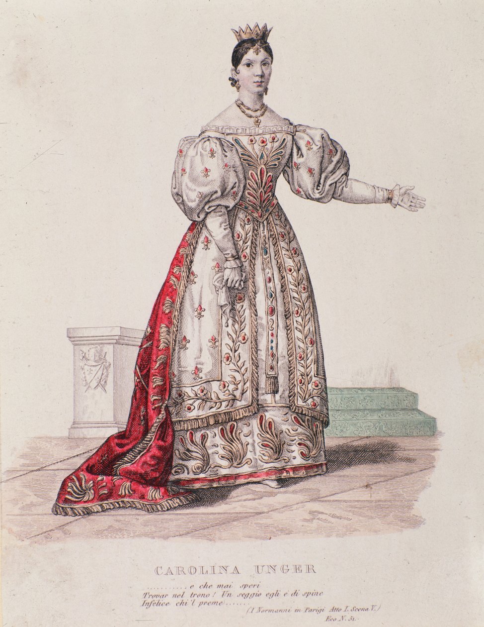 Portret Caroline Ungher (Unger) występującej w I Normanni a Parigi (rycina) autorstwa Unknown artist