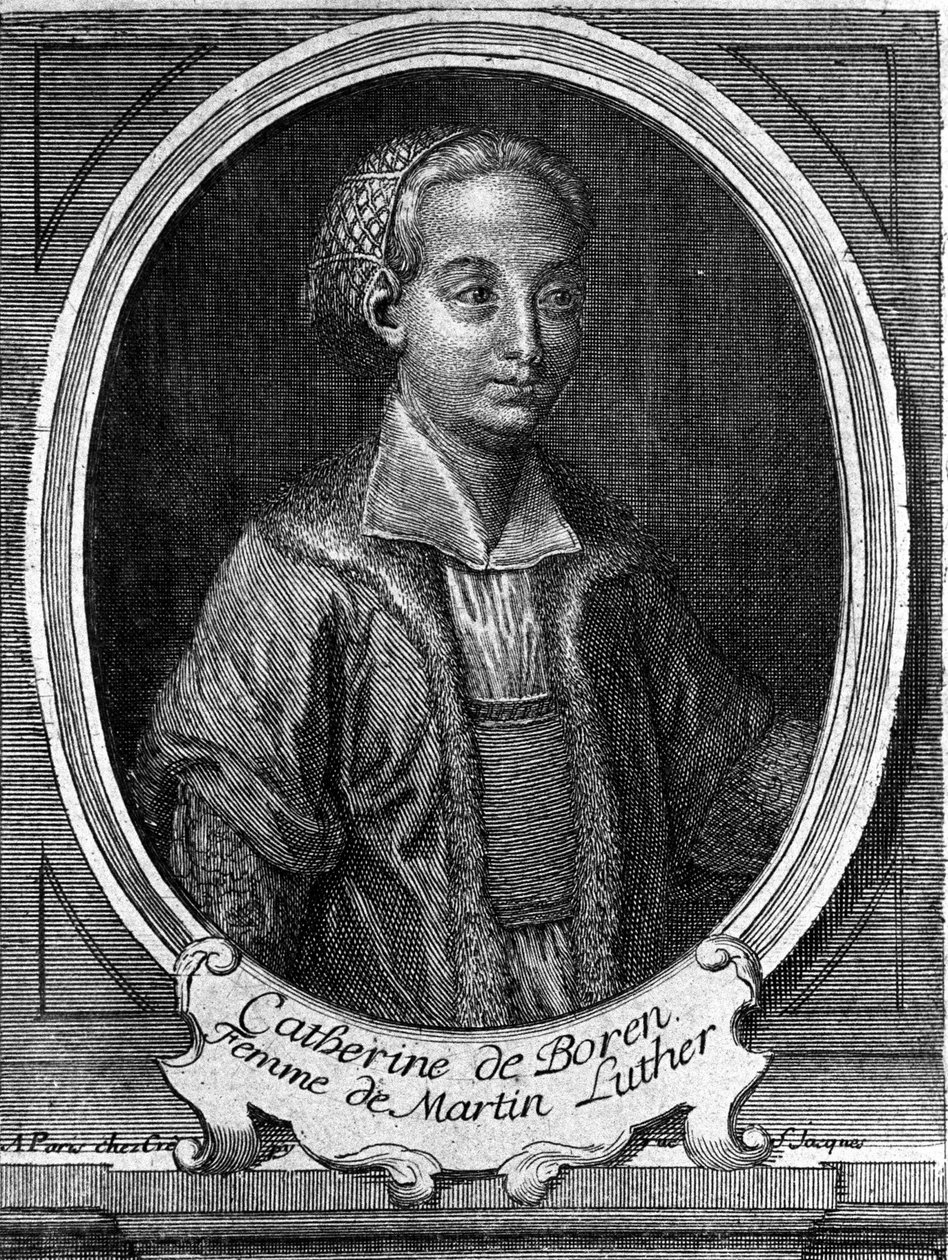 Portret Katarzyny de Bore (Katharina von Bora) (1499-1552), żony Marcina Lutra. Rycina z XVIII wieku. autorstwa Unknown artist