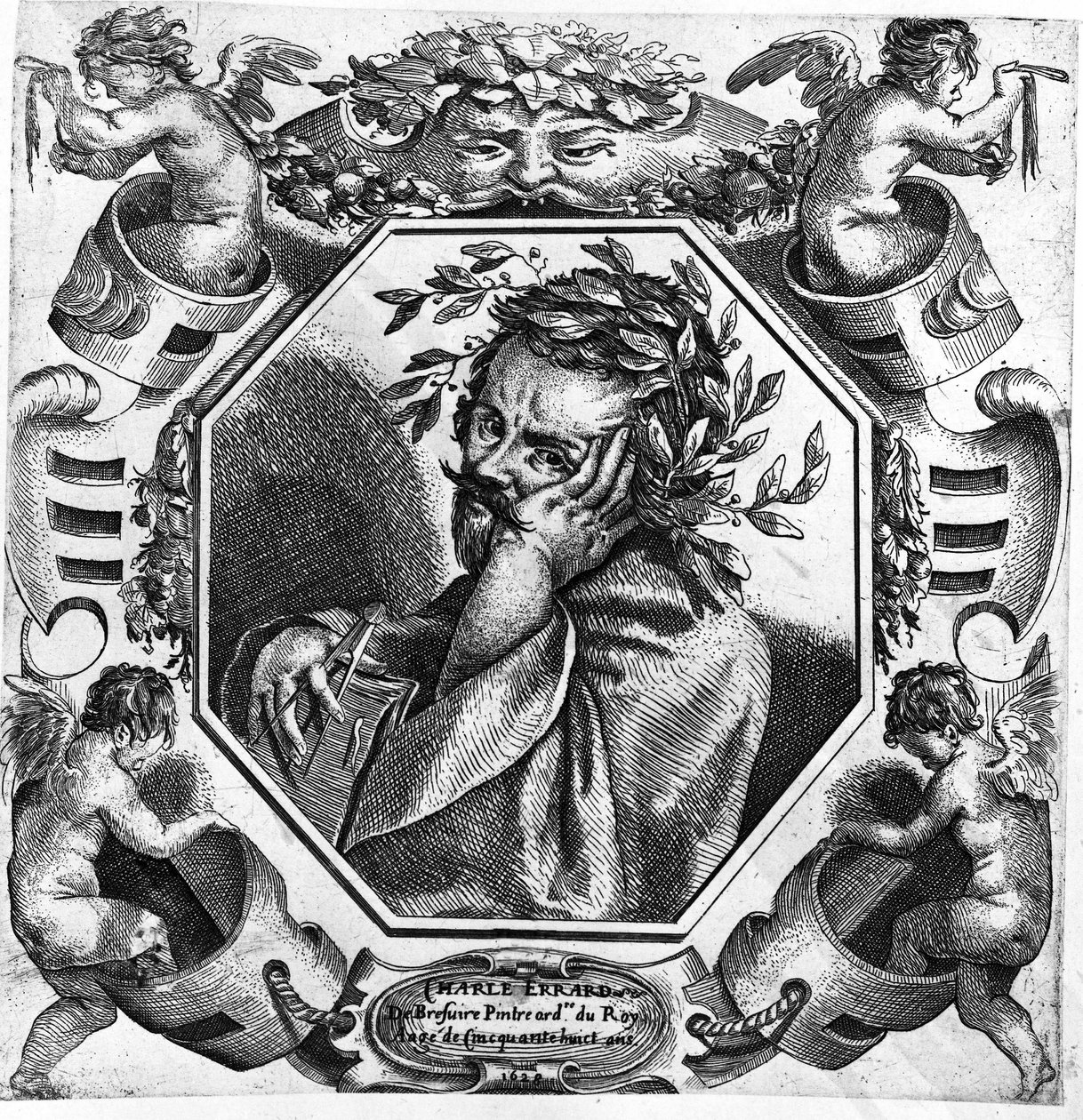 Portret Charlesa Errarda (1606-1689), francuskiego malarza, rysownika i architekta autorstwa Unknown artist