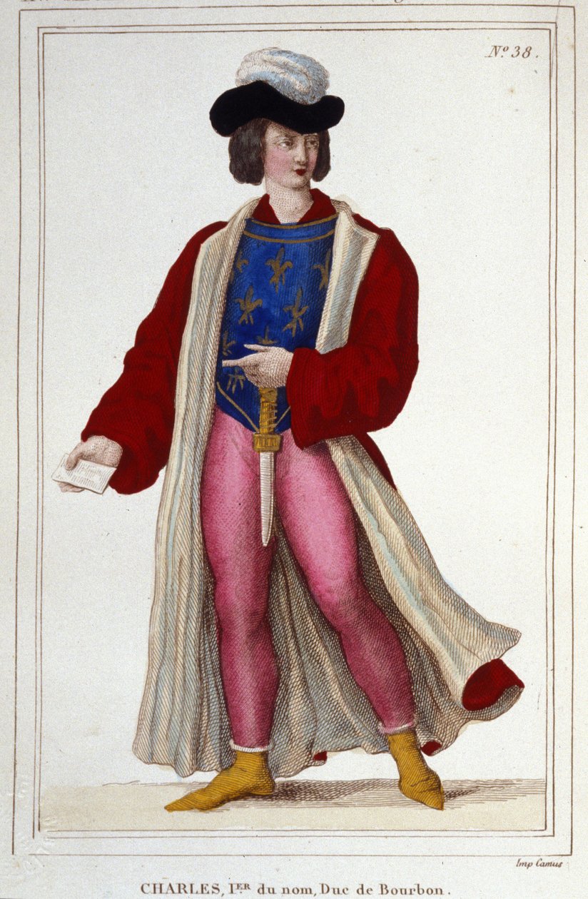 Portret Karola I Burbona 1401-1456. Rycina z 1830 r autorstwa Unknown artist