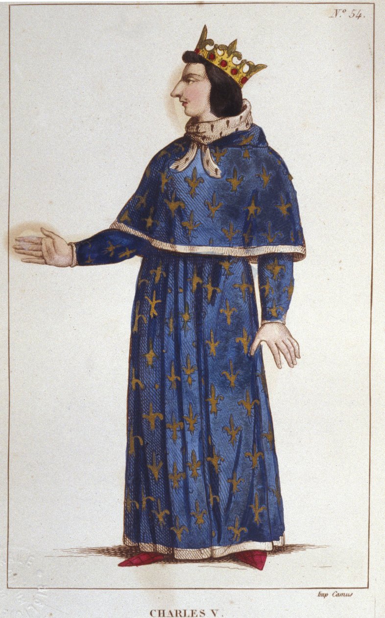 Portret Karola V Mędrca (1338 - 1380). rycina z 1830 r. autorstwa Unknown artist