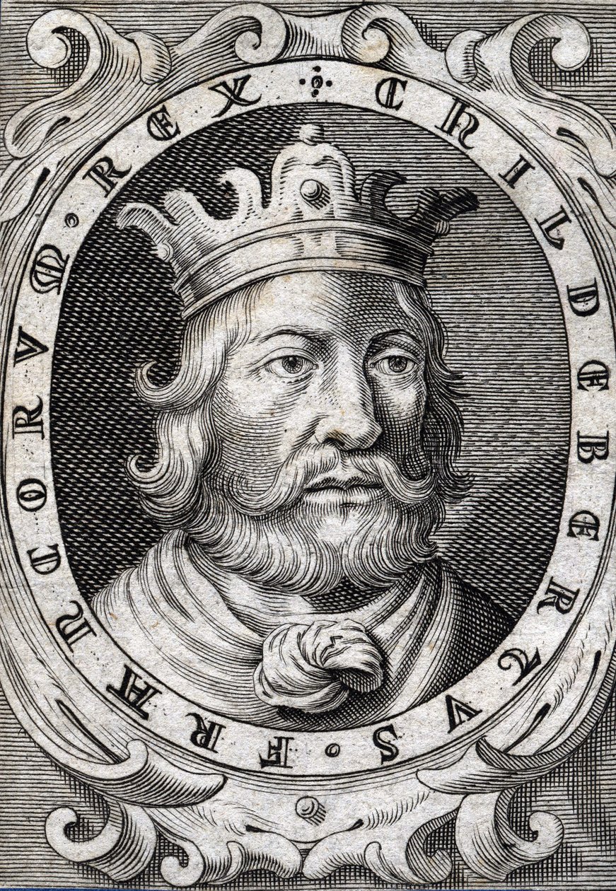 Portret Childeberta I (v. 495-558) Rycina króla Paryża z XVIII wieku autorstwa Unknown artist