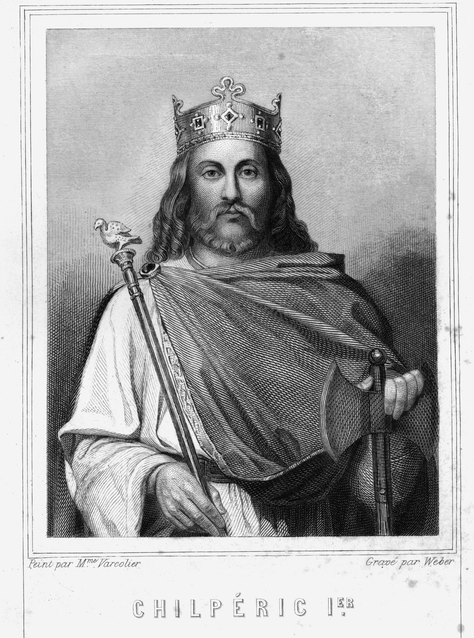 Portret Chilperica I (539 - 584), króla Neustrii - w „Histoire des Français” Lavallée, rycina, sd. autorstwa Unknown artist