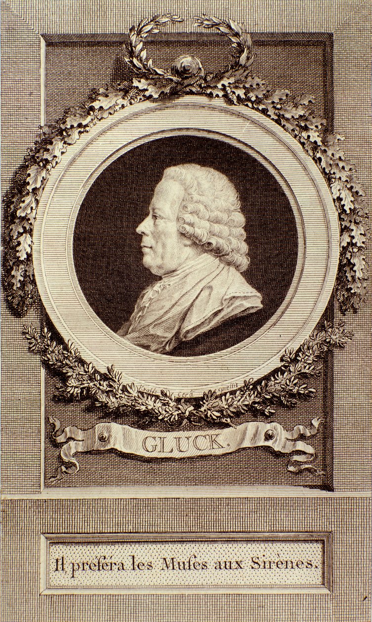 Portret Christopha Glucka (1714-1787) Grawerowanie niemieckiego kompozytora. 18 wiek. Bolonia, civico museo musico autorstwa Unknown artist
