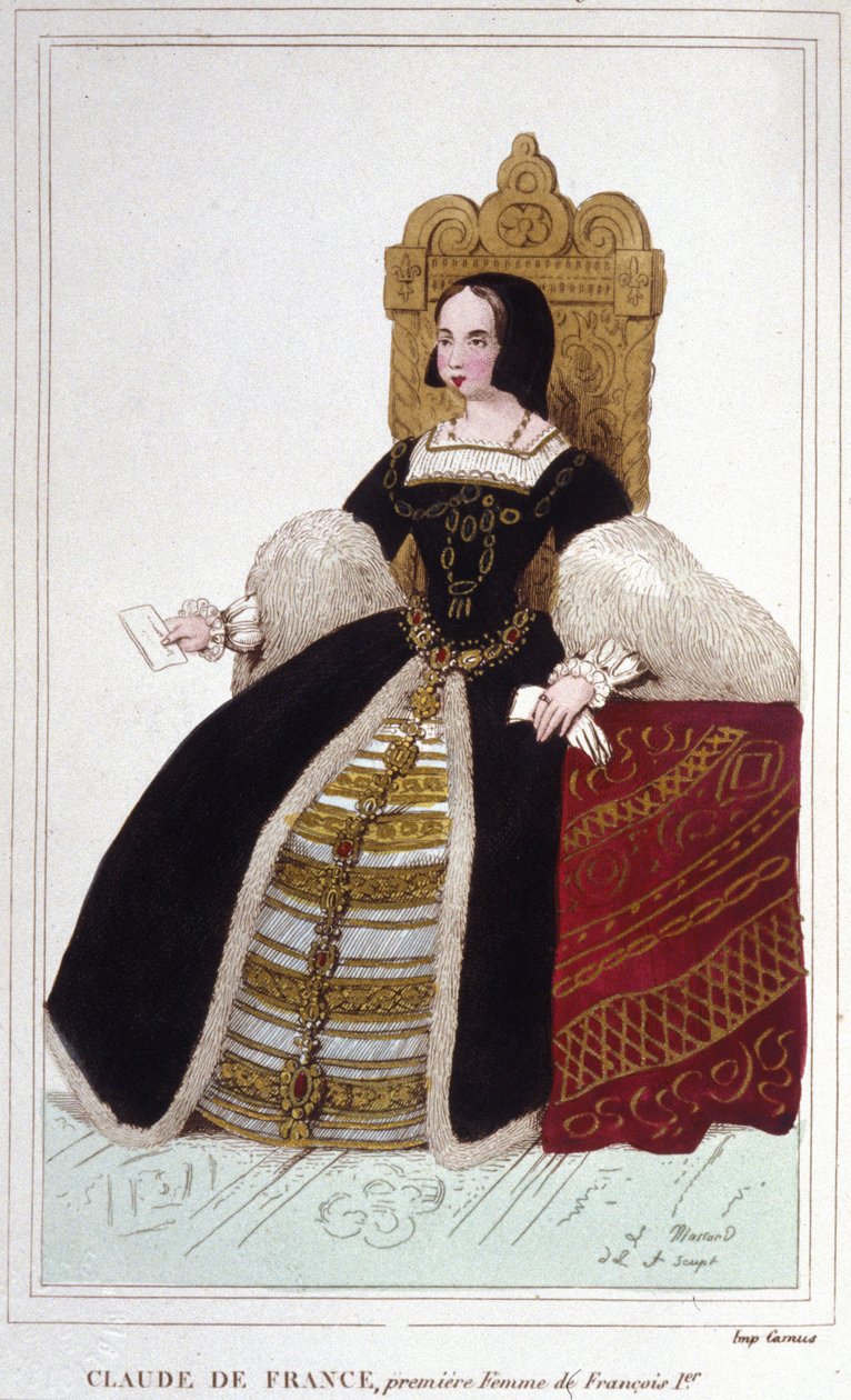Portret Claude de France (1499 - 1524) żony Francois I, króla Francji Grawerowanie z 1830 roku autorstwa Unknown artist