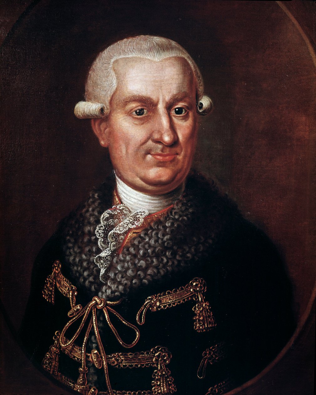 Portret hrabiego Franza Antona von Nostitz-Rieneck (1725-1794) założyciela Teatru Państwowego w Pradze w 1783 roku (Portret arystokraty Frantiska Antonina hrabiego Nostitz Rieneck, który zbudował Teatr Stanowy lub Stavovske divadlo, Praga) Anonimowe malowa autorstwa Unknown artist