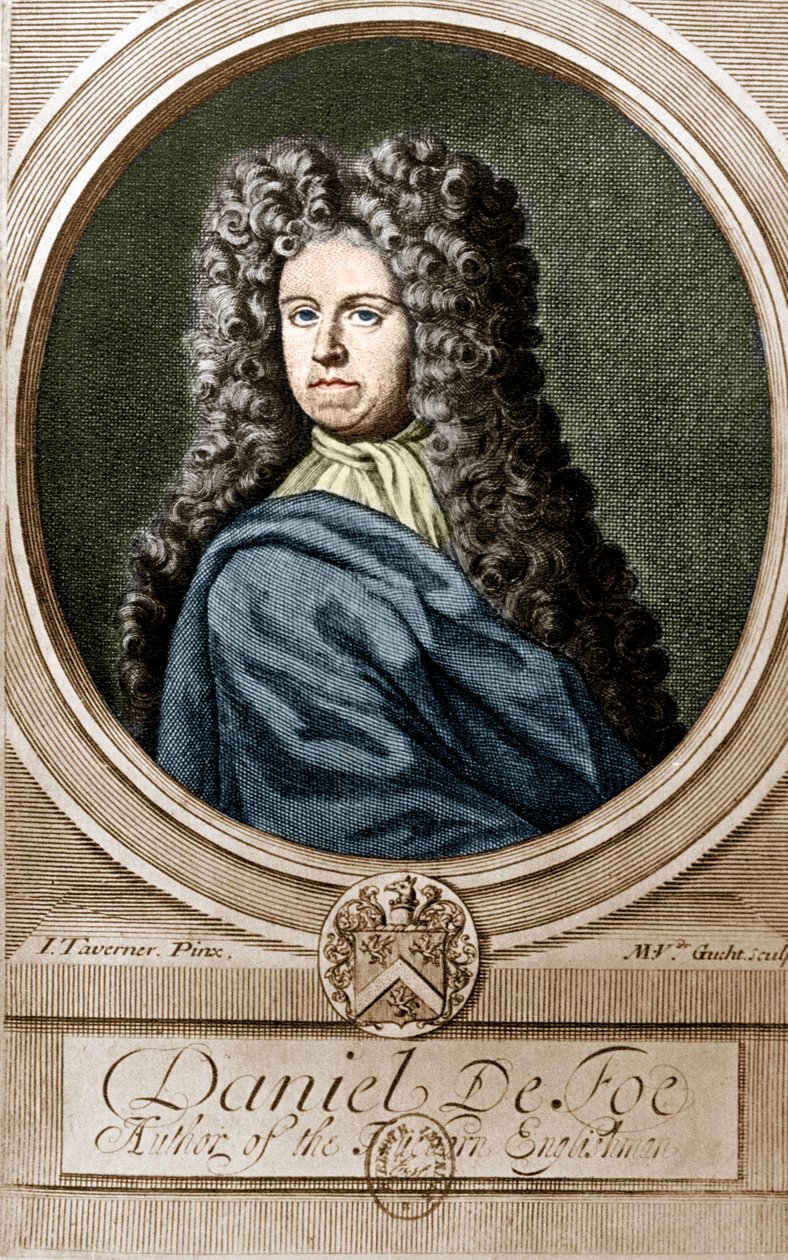Portret Daniela de Foe lub Defoe (1660 - 1731), angielskiego pisarza i dziennikarza, autora powieści „Robinson Crusoe”. autorstwa Unknown artist