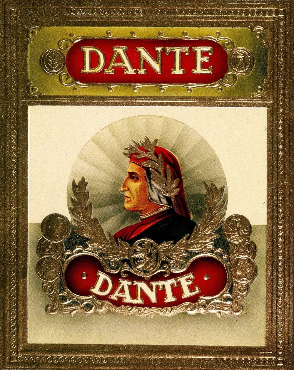 Portret Dantego Alighieri (1265-1321). XIX-wieczna chromolitografia. autorstwa Unknown artist