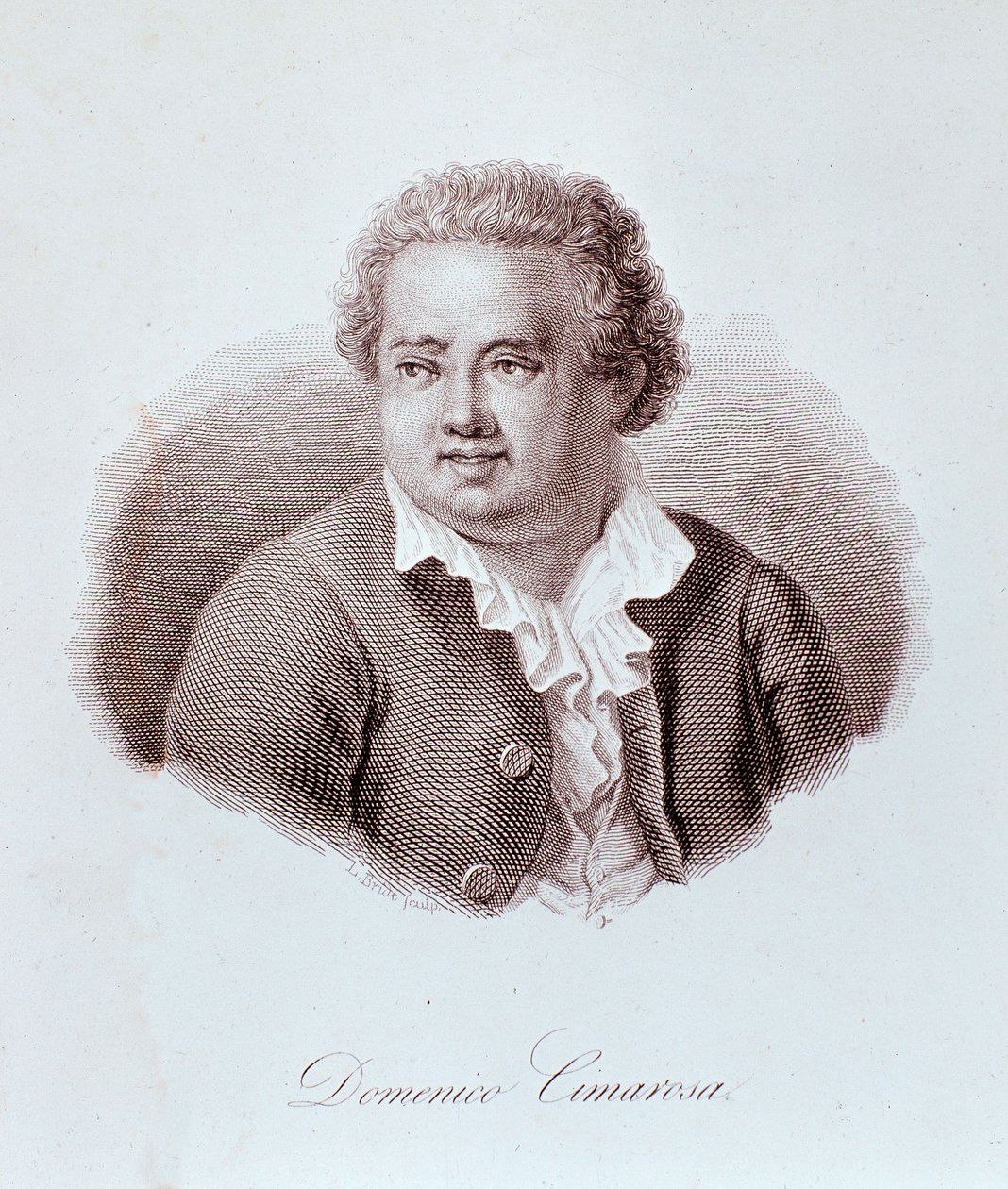 Portret Domenico Cimarosa (1749-1801) włoskiego kompozytora Grawerowanie. 18 wiek. Mediolan, biblioteka konserwatorium autorstwa Unknown artist