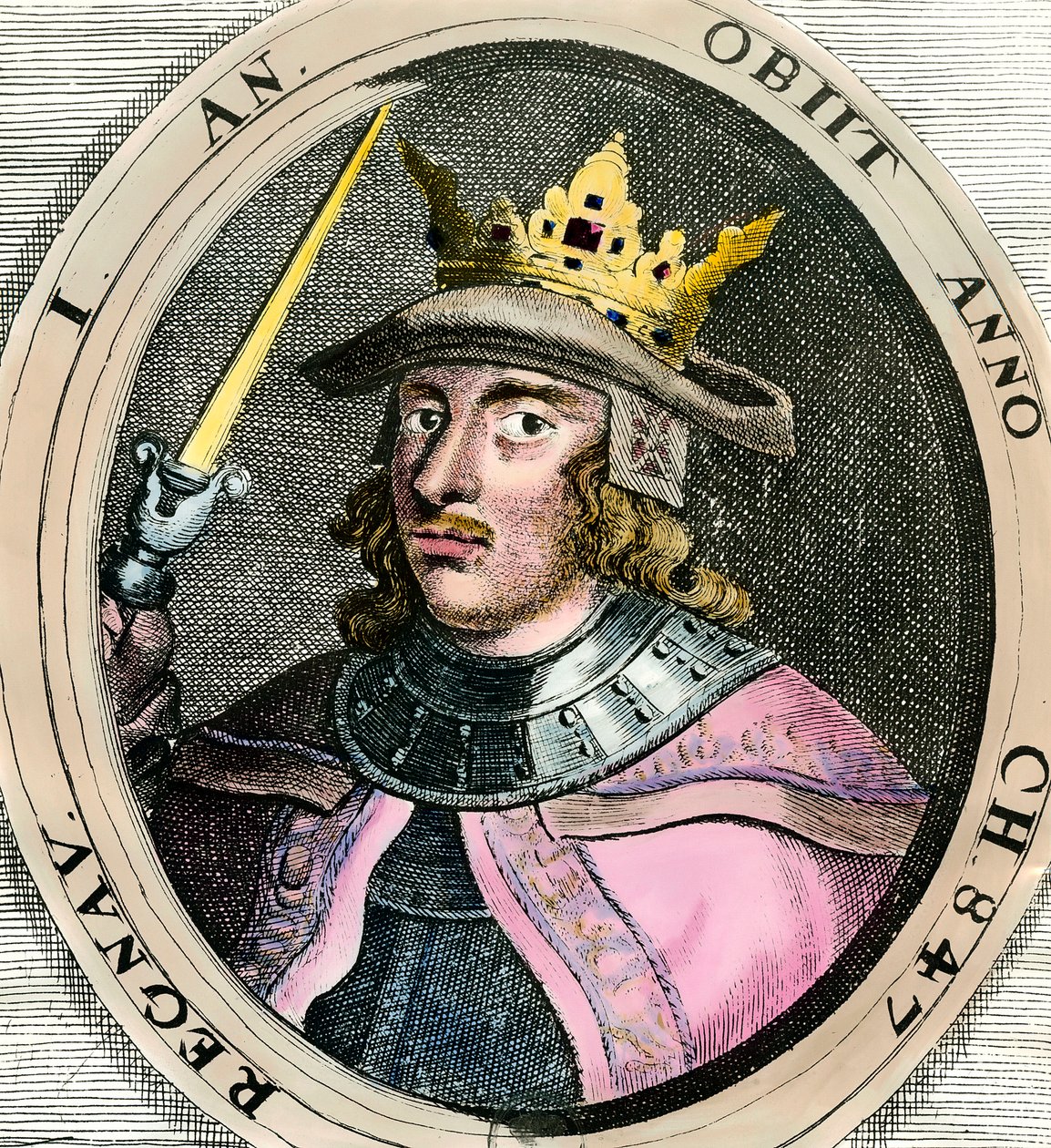 Portret Eryka (Eryka) I Eigod (1056-1103) Król Danii Rycina z XVIII wieku Kolekcja prywatna autorstwa Unknown artist