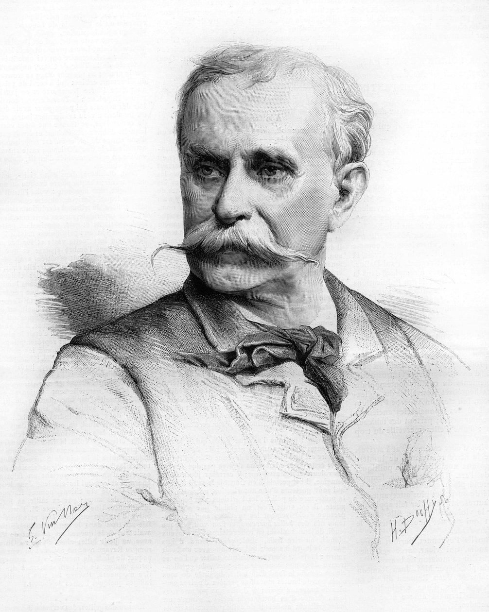 Portret Ernesta Reyera.French kompozytora (1823-1909) Rysunek autorstwa M.G. Wullier. autorstwa Unknown artist