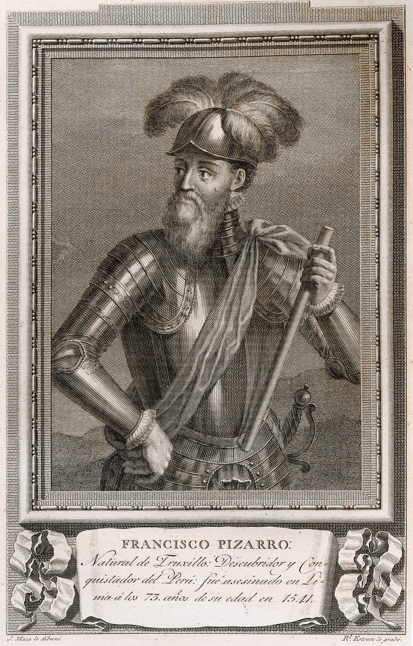 Portret Francisco Pizarro (rycina) autorstwa Unknown artist