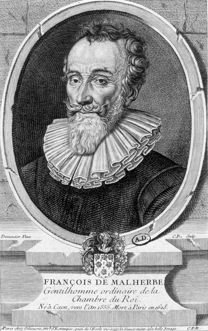 Portret François Malherbe, francuskiego poety (1555-1628) - rycina autorstwa Unknown artist