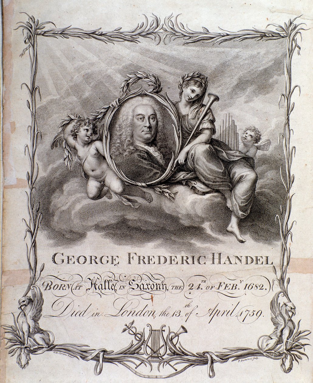 Portret Georga Friedricha Haendla (rycina) autorstwa Unknown artist
