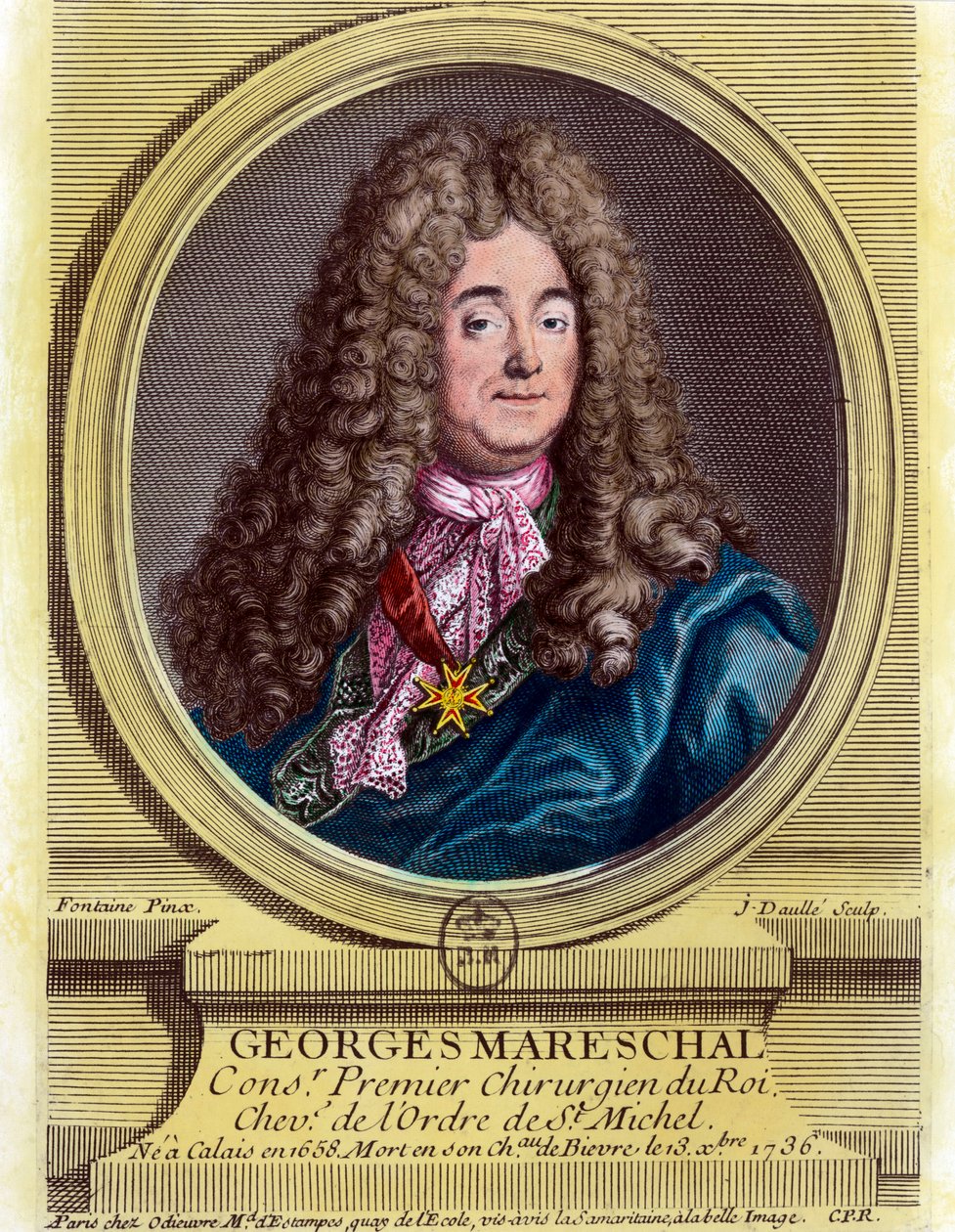 Portret Georgesa Marechala (1658 - 1736), pierwszego chirurga króla w latach 1703 - 1719. Rycina z XVIII wieku. Prywatna kolekcja. autorstwa Unknown artist