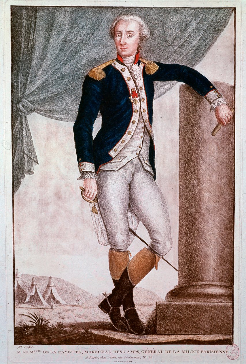 Portret Gilberta du Motier, markiza de Lafayette (grafika) autorstwa Unknown artist