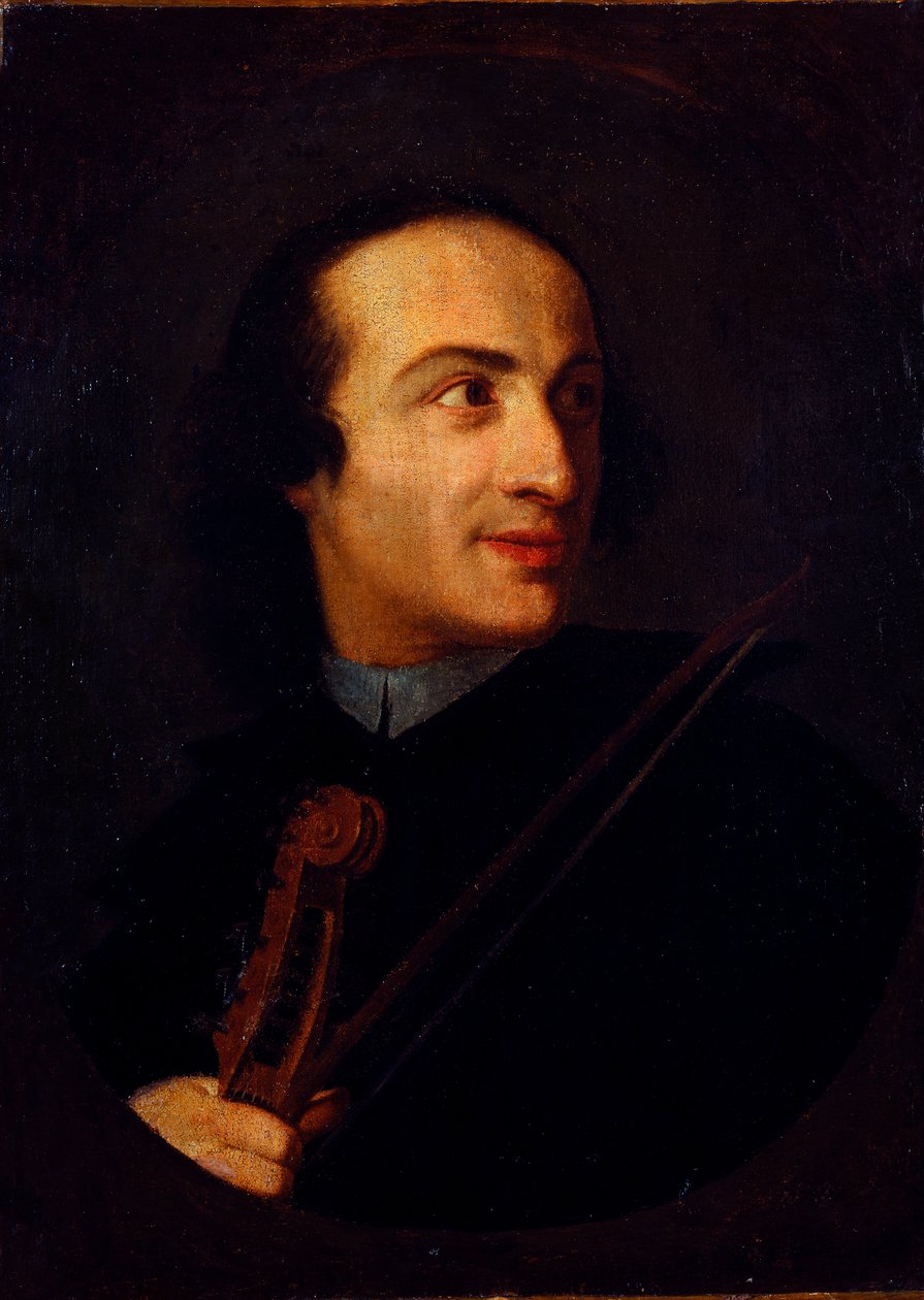 Portret Giuseppe Tartiniego (1692 - 1770), włoskiego skrzypka i kompozytora Malarstwo Anonimowe. XVIII-wieczny Mediolan, museo del castello autorstwa Unknown artist