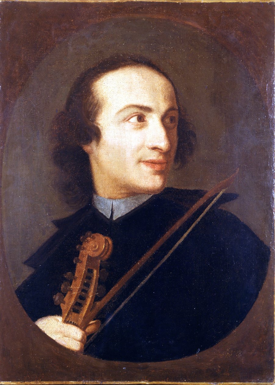 Portret Giuseppe Tartiniego (1692 - 1770), włoskiego skrzypka i kompozytora. Muzeum Zamkowe. Mediolan autorstwa Unknown artist