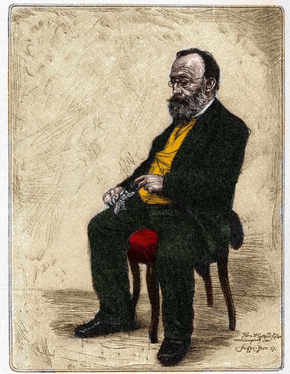 Portret Gottfrieda Kellera (1819-1890), niemieckojęzycznego szwajcarskiego pisarza i poety. autorstwa Unknown artist