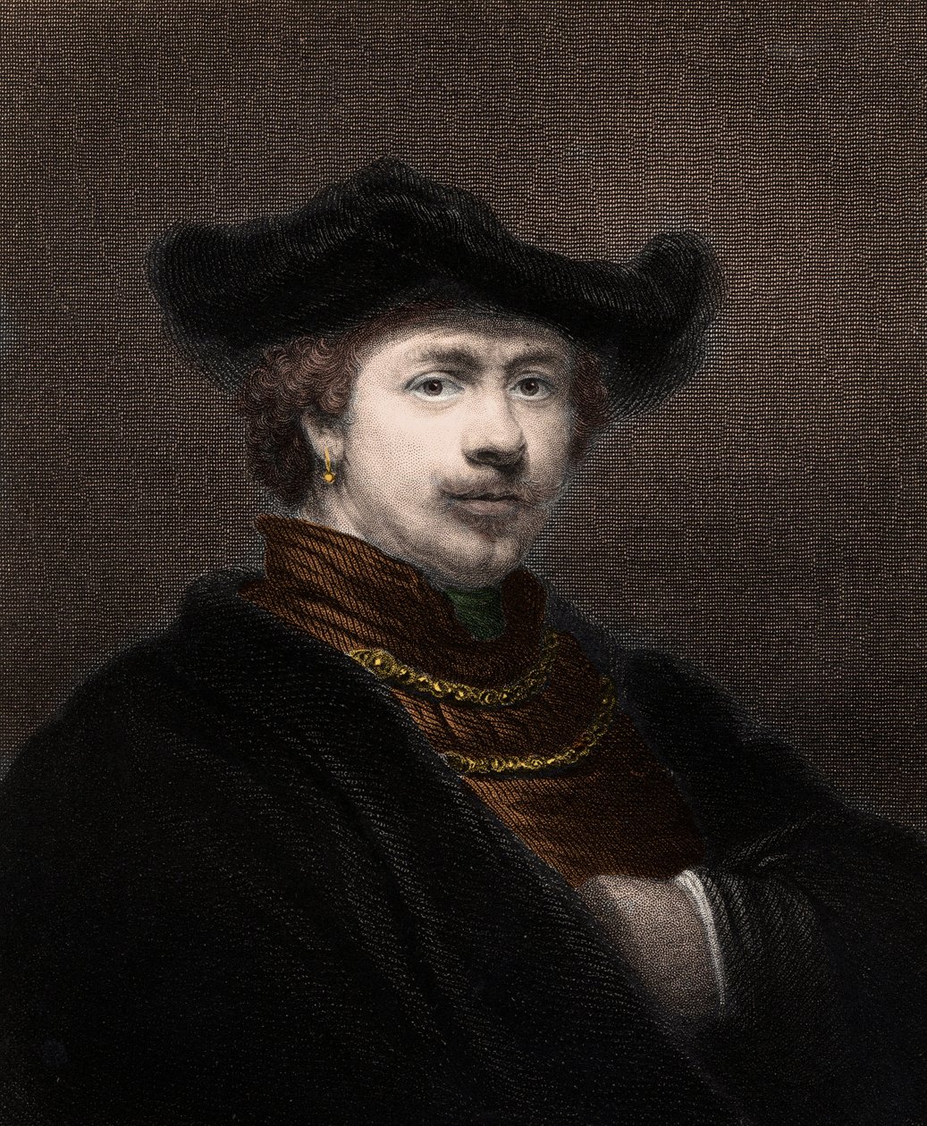 Portret Harmenszoon van Rijn Rembrandt (1606-1669), holenderskiego malarza - Harmenszoon Van Rijn Rembrandt 1606-1669 - rycina - XIX wiek autorstwa Unknown artist