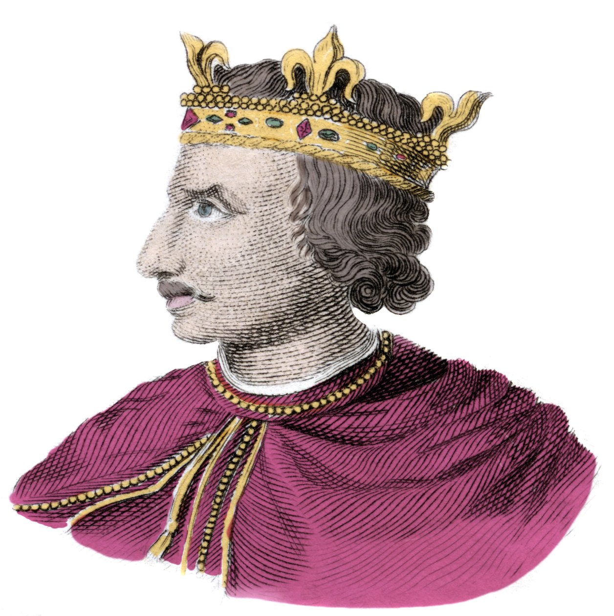 Portret Henryka I Beauclerca (1068-1135), trzeciego normańskiego króla Anglii. Grawerowanie XIX wieku autorstwa Unknown artist