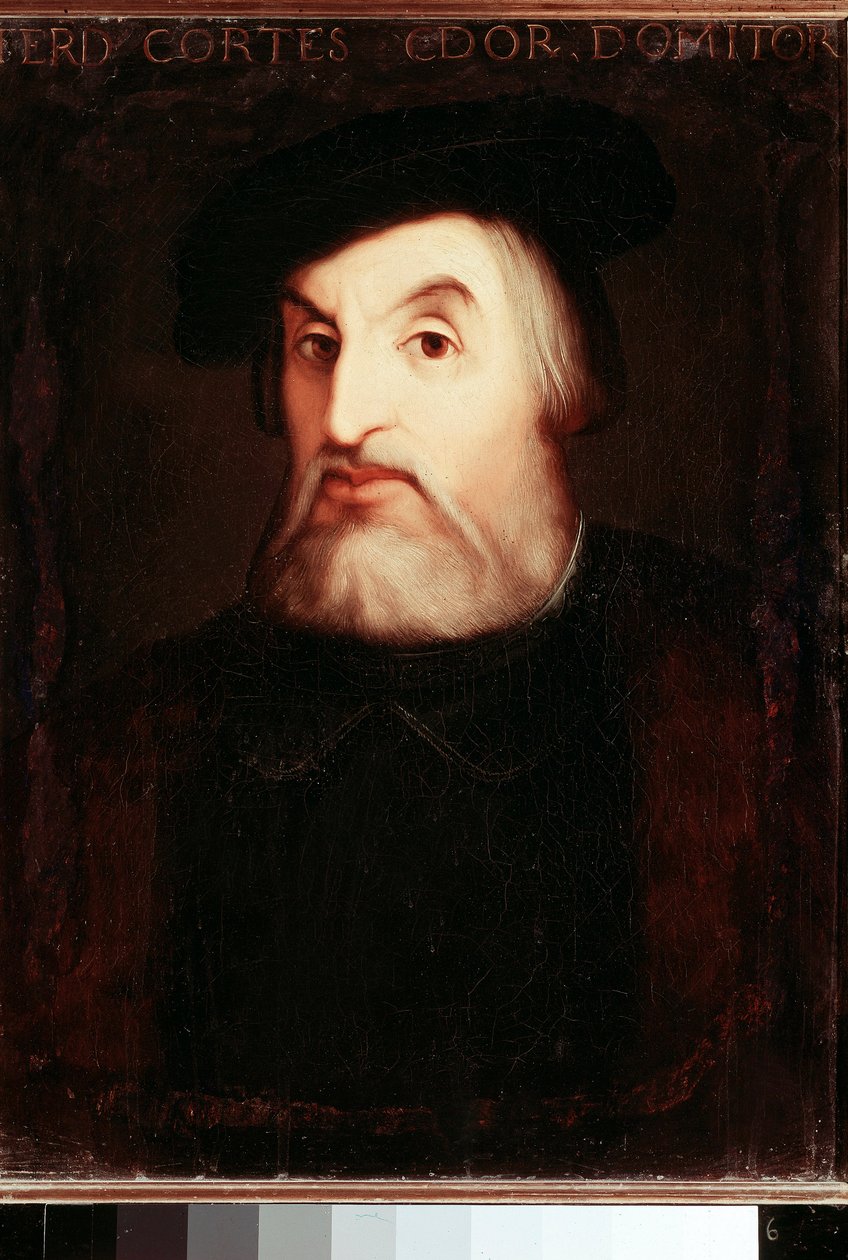 Portret Hernana CORTESA (1485-1547), hiszpańskiego konkwistadora Meksyku. Anonimowe malowanie. Madryt, Biblioteka Narodowa. autorstwa Unknown artist
