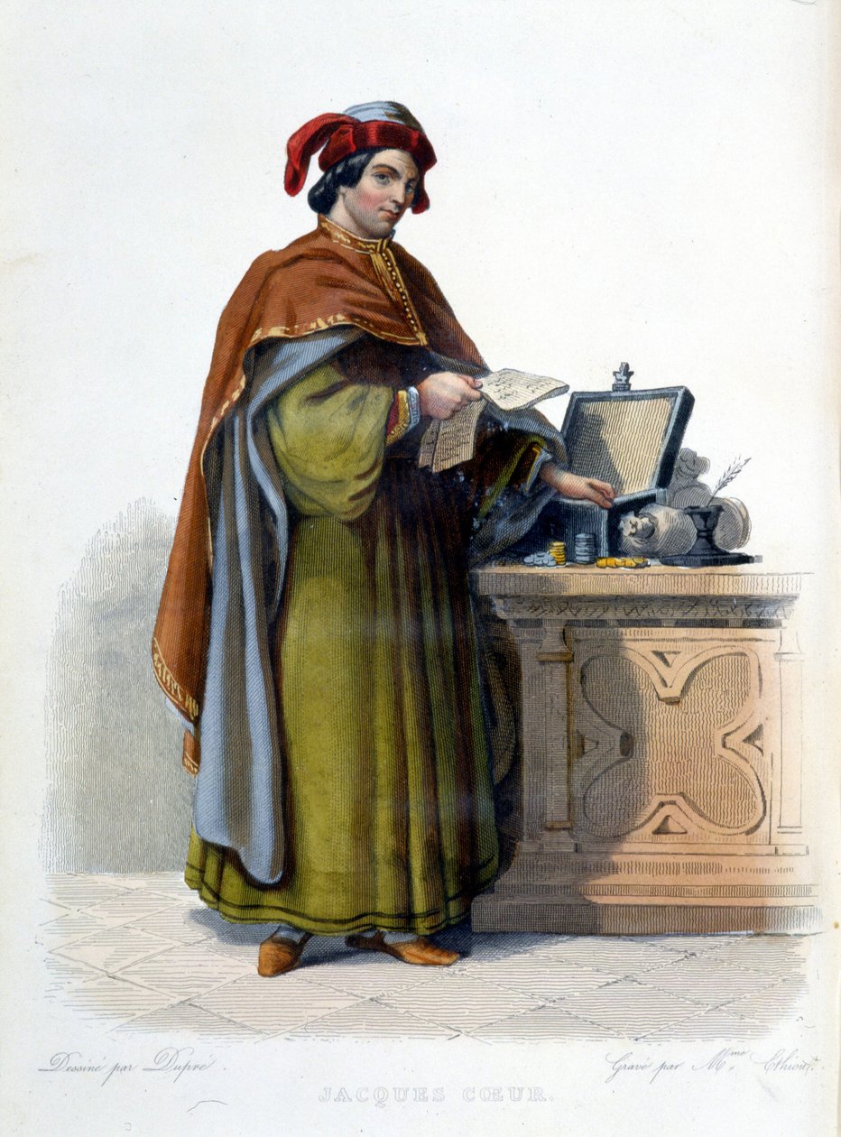 Portret Jacquesa Coeura, francuskiego biznesmena (1395 - 1456) - w „”Le Plutarque Français””, wyd. Mennechet autorstwa Unknown artist
