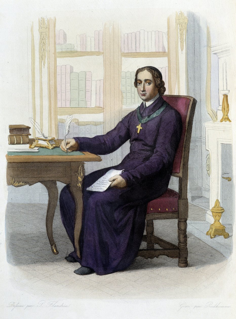 Portret Jeana Baptiste (Jean-Baptiste) Massillon, francuskiego kaznodziei (1663-1742) - w „” Le Plutarque Francais””, wyd. Mennechet autorstwa Unknown artist