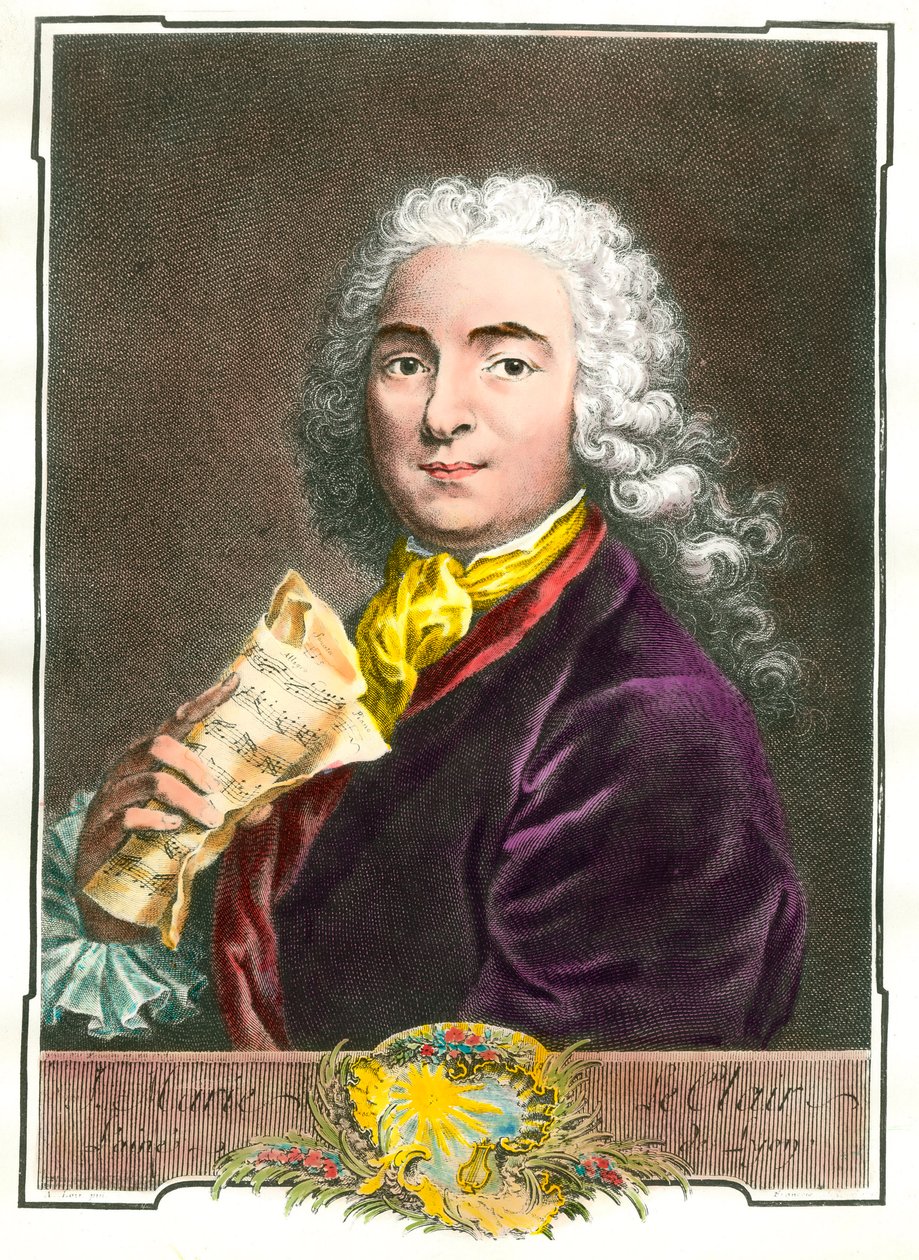 Portret Jean Marie Leclair (1697-1764) muzyka, kompozytora i baletmistrza pokoju królewskiego. Rycina z XVIII wieku. Prywatna kolekcja autorstwa Unknown artist