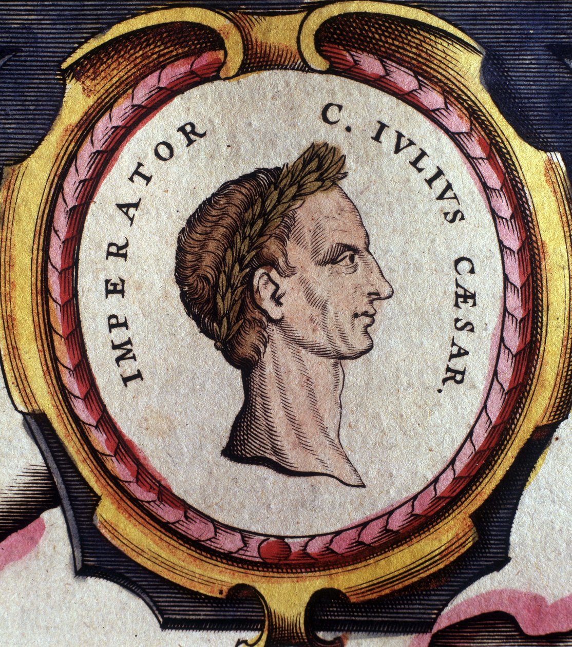 Portret Juliusza Cezara (101 - 44 pne), rzymskiego generała i polityka. Rycina z końca XVIII wieku. . Mediolan. autorstwa Unknown artist