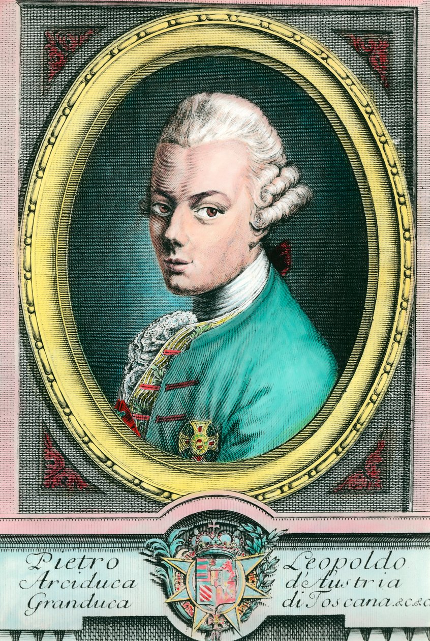 Portret Leopolda II z Austrii, wielkiego księcia Toskanii (1747-1792). Rycina XVIII-wiecznej kolekcji prywatnej autorstwa Unknown artist