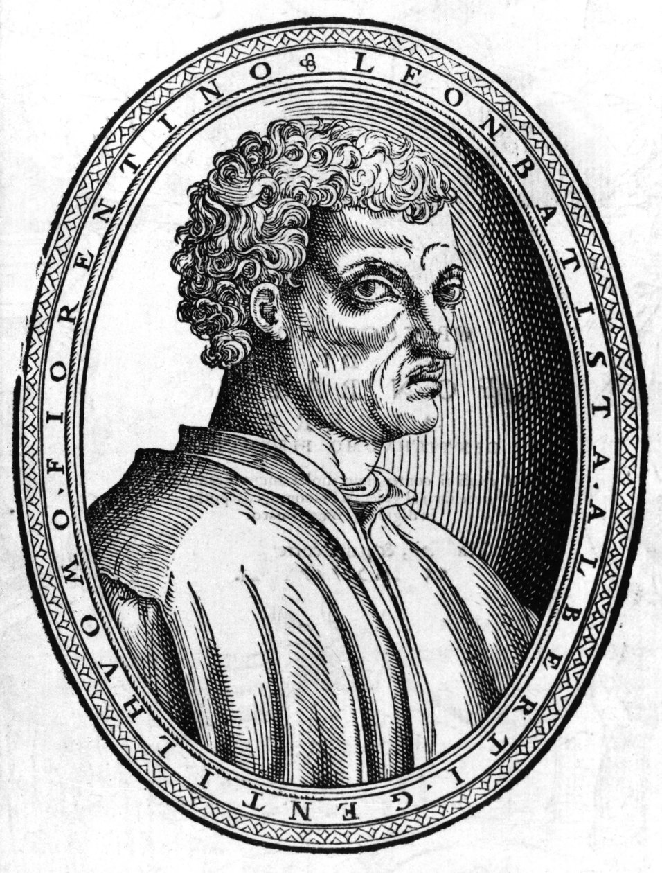 Portret Léona Battisty Albertiego (1404 - 1472), włoskiego humanisty i architekta, grawer sd. autorstwa Unknown artist