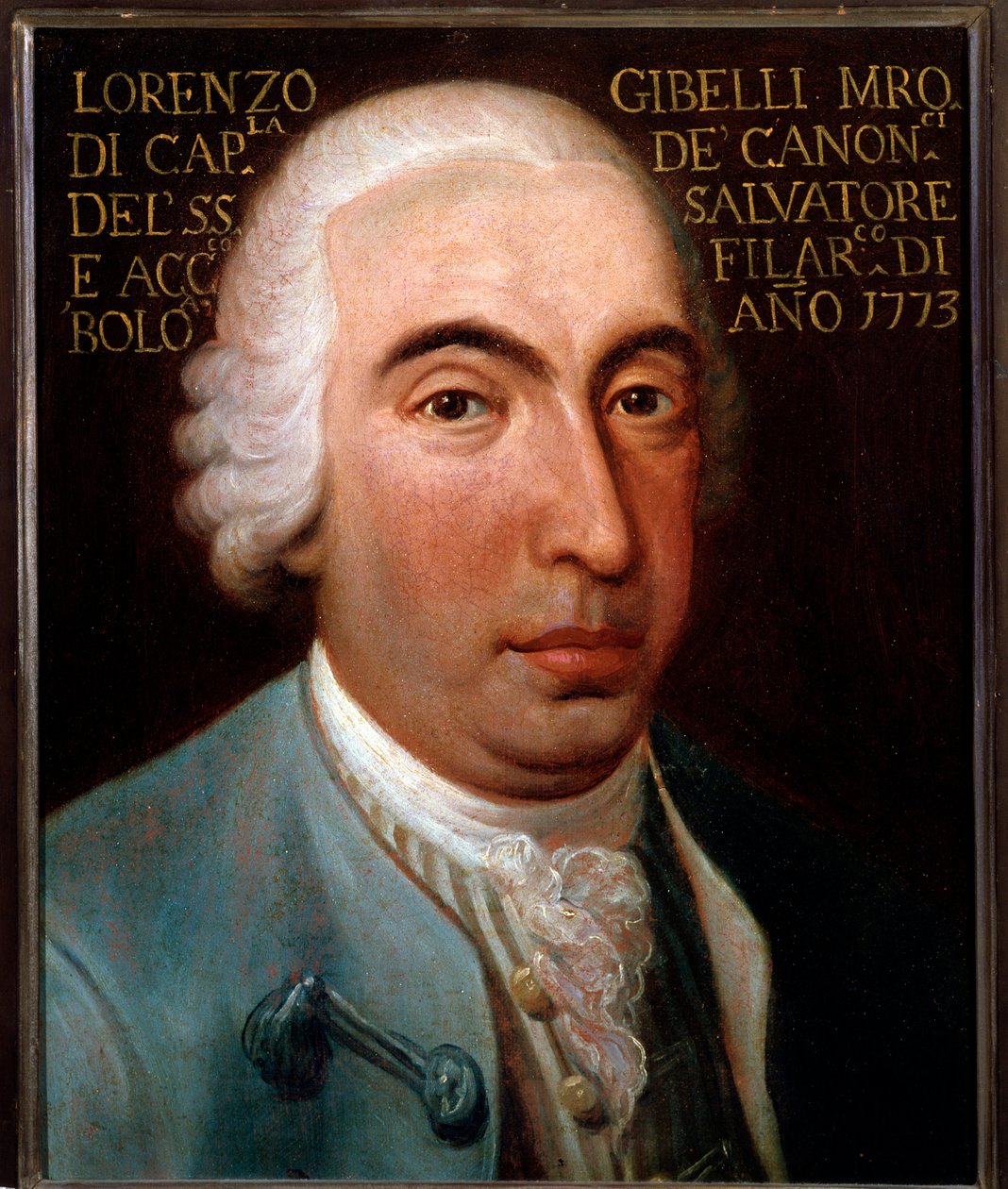 Portret Lorenzo Gibelli (1719-1812) włoskiego kompozytora, kastrata (kastrata) Malarstwo anonimowe. 1773. Bolonia, miejskie muzyczne muzeum bibliograficzne. autorstwa Unknown artist