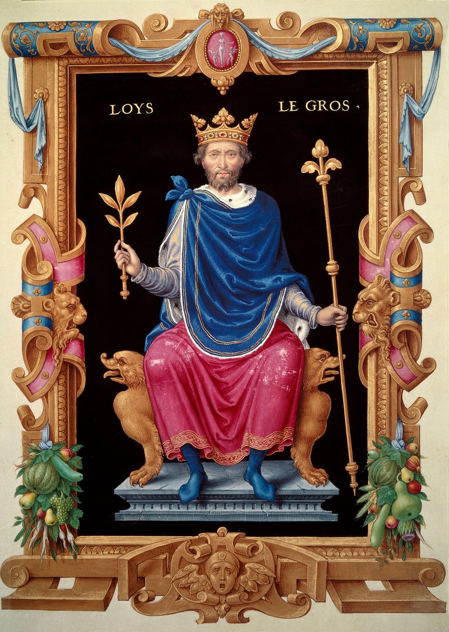 Portret Ludwika VI zwanego „Gros” (1081-1137). Miniatura w „”Recueil des Kings de France””, Jean du Tillet, około 1555-1566. BN, Paryż autorstwa Unknown artist