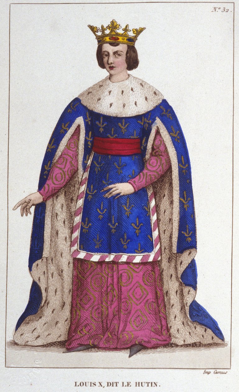 Portret Ludwika X Hutina (1289 - 1316), grawerowanie króla Francji z 1830 r autorstwa Unknown artist