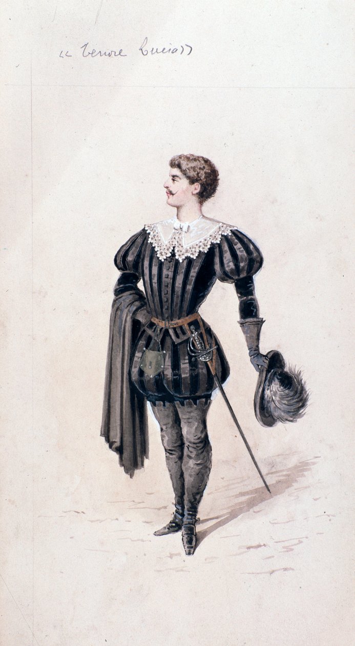 Portret Lucia, tenor w Łucji z Lammermoor, opera Gaetano Donizetti autorstwa Unknown artist