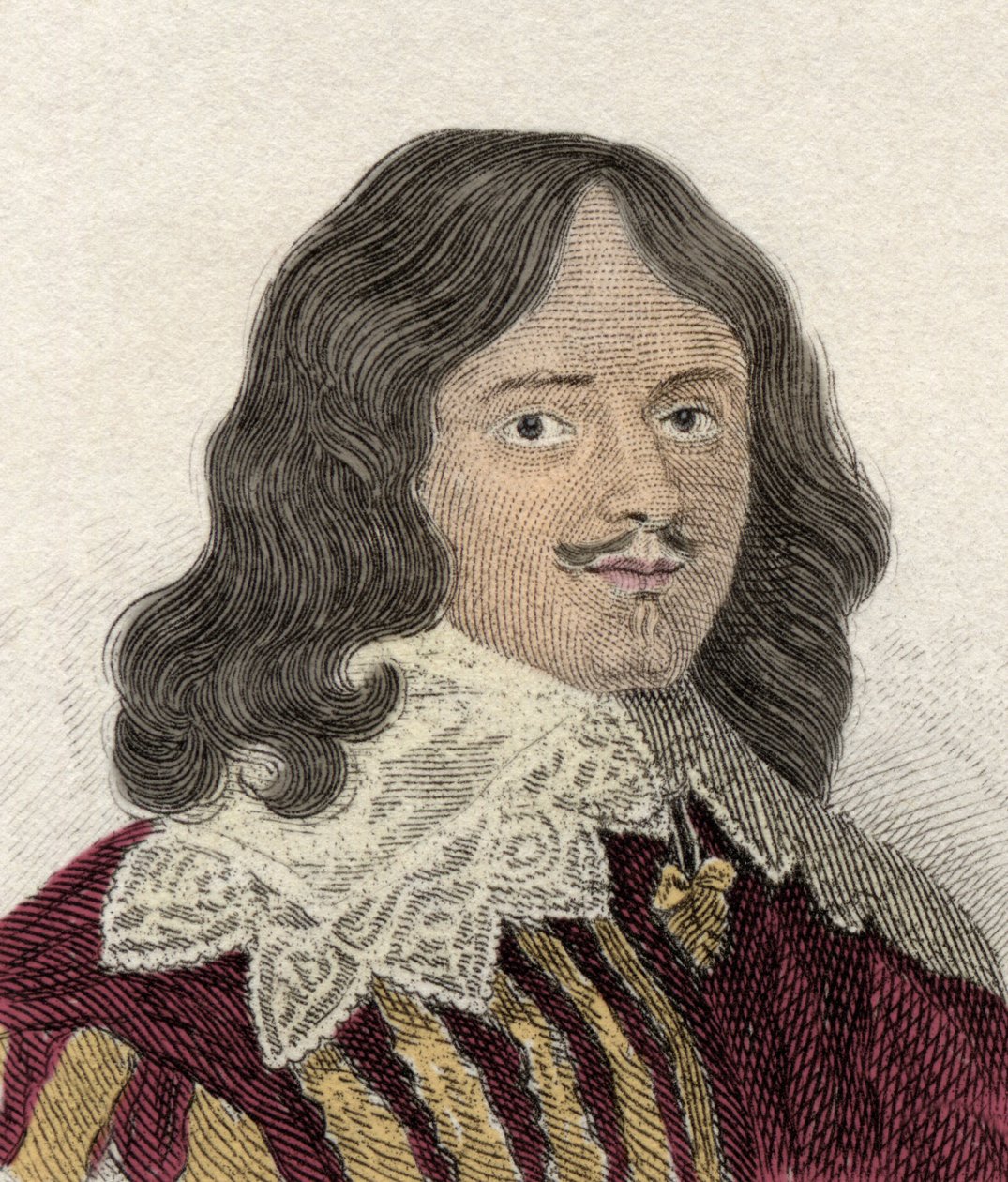Portret Lucjusza Cary (ok. 1610-1643), 2. wicehrabiego Falkland, polityka, wojskowy i angielski pisarz. Rycina XIX wieku. autorstwa Unknown artist