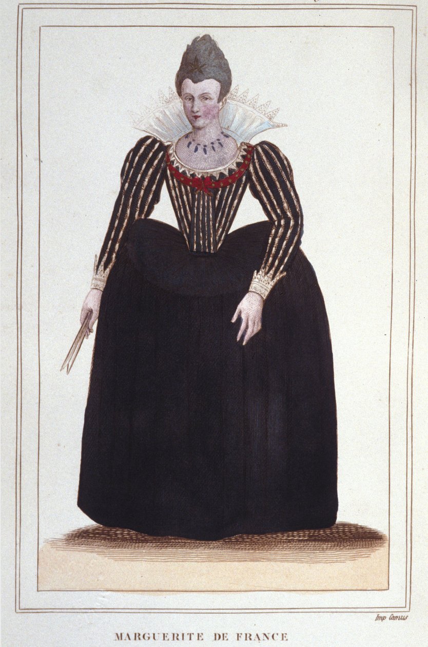 Portret Małgorzaty Valois, znanej jako królowa Margot (1553 - 1615), królowej Nawarry, pierwszej żony Henryka IV. grawerunek z 1830 r autorstwa Unknown artist