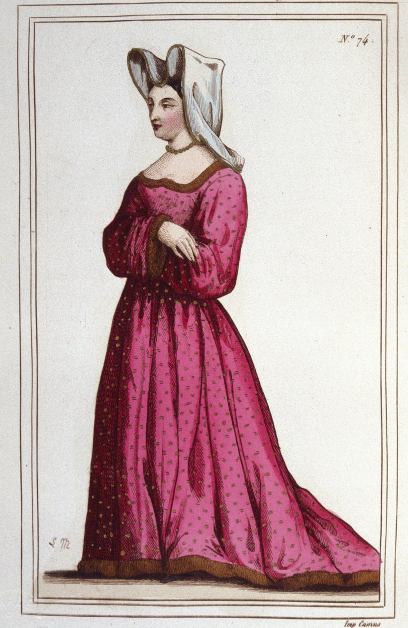 Portret Małgorzaty de Sassenage, Pani z Beaumont (1449 ca - 1491). Mistrzyni Ludwika XI. Grawerowanie z 1830 roku. autorstwa Unknown artist