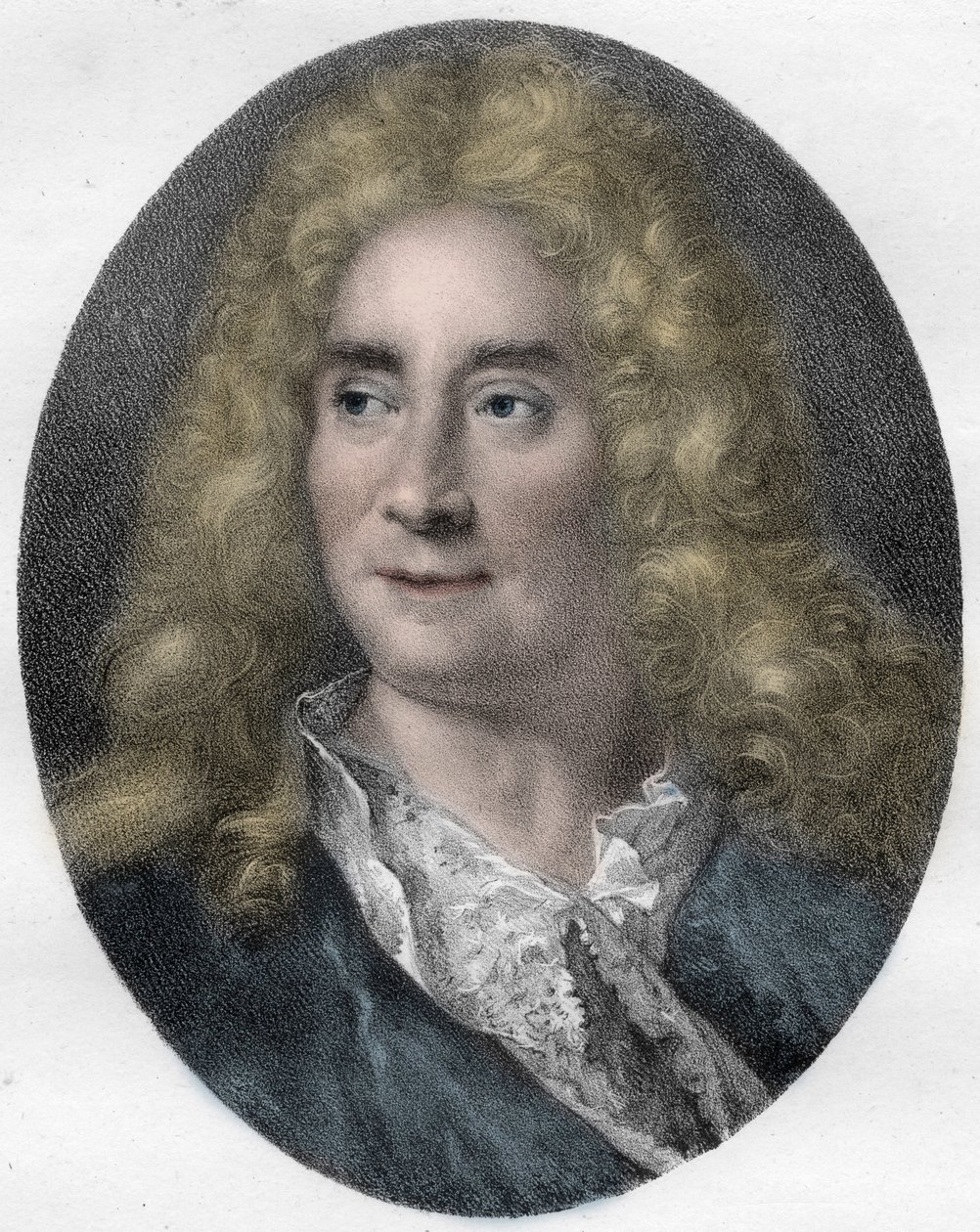 Portret Michela Boyrona (Michel Baron), angielskiego aktora i dramaturga (1653-1729) - grawerowanie autorstwa Unknown artist