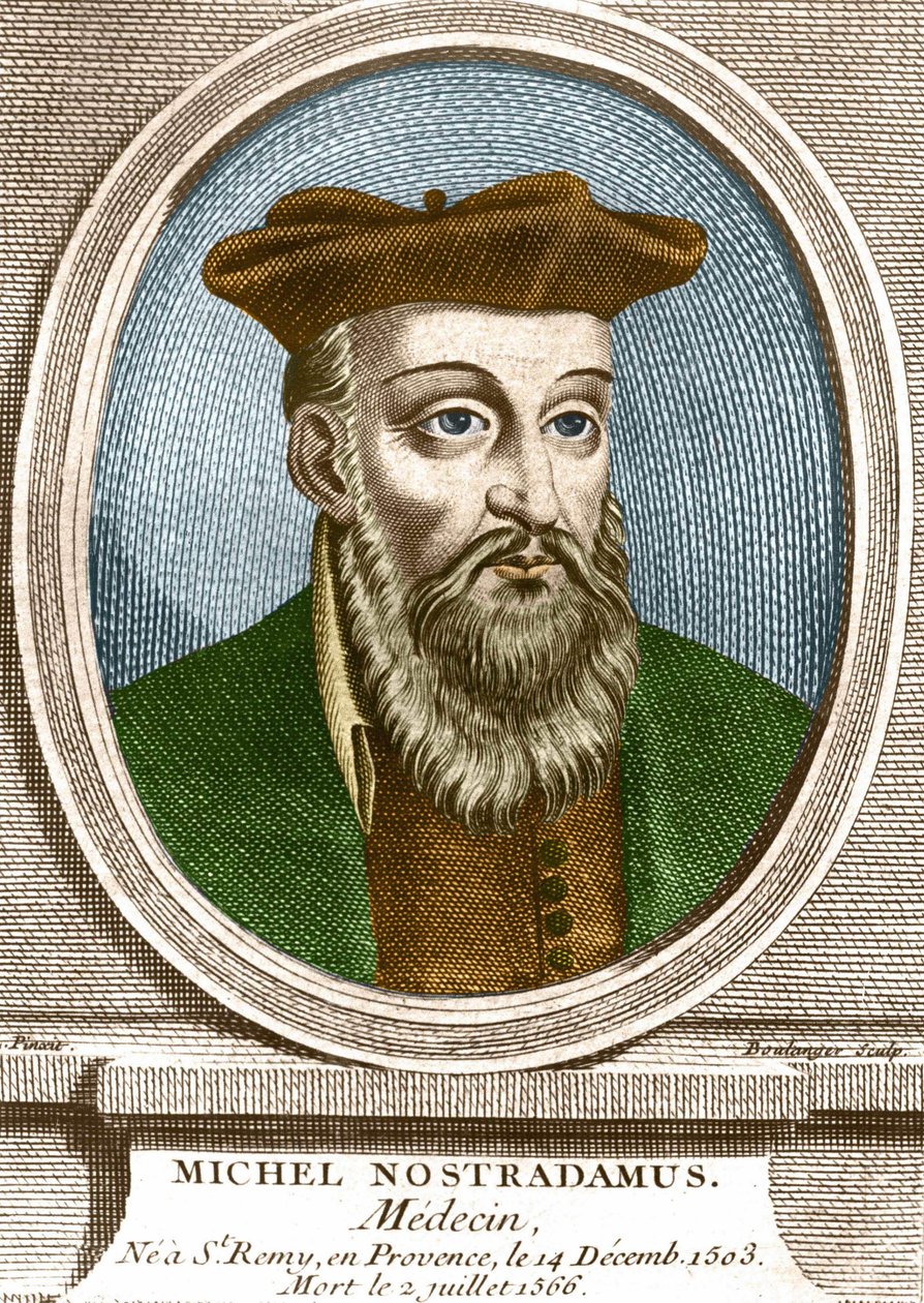 Portret Michela nostradamusa, doktora, ne à Saint Remy de Provence (Saint-Remy-de-Provence) w dniu 14/12/1503 i zmarłego 02/07/1566. Rycina XIX wieku. autorstwa Unknown artist