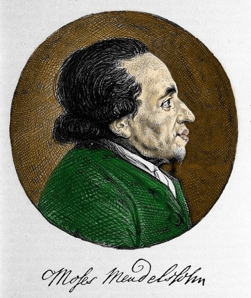 Portret Mojżesza (Mojżesza) Mendelssohna (1729 - 1786), filozofa i prawdziwego założyciela współczesnego judaizmu. Dziadek muzyka Felixa Mendelssohna. autorstwa Unknown artist