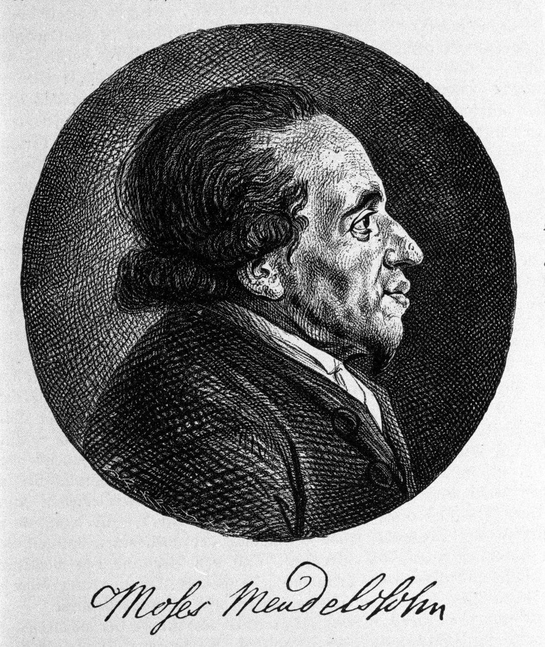 Portret Mojżesza (Mojżesza) Mendelssohna (1729 - 1786), filozofa i prawdziwego założyciela współczesnego judaizmu. Dziadek muzyka Felixa Mendelssohna. autorstwa Unknown artist