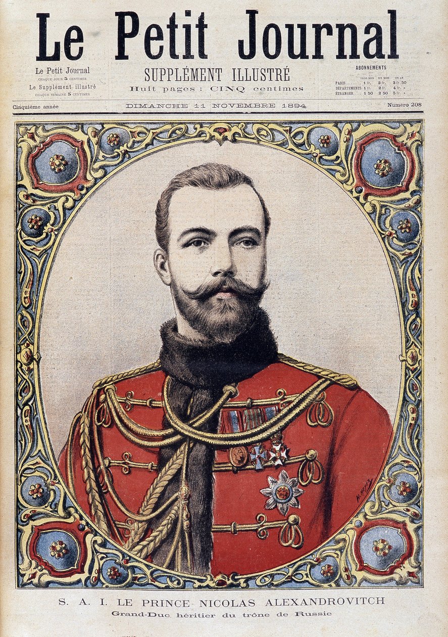 Portret Mikołaja II młodej Rosji - w „”The Petity Journal”” z 11.11.1894 autorstwa Unknown artist