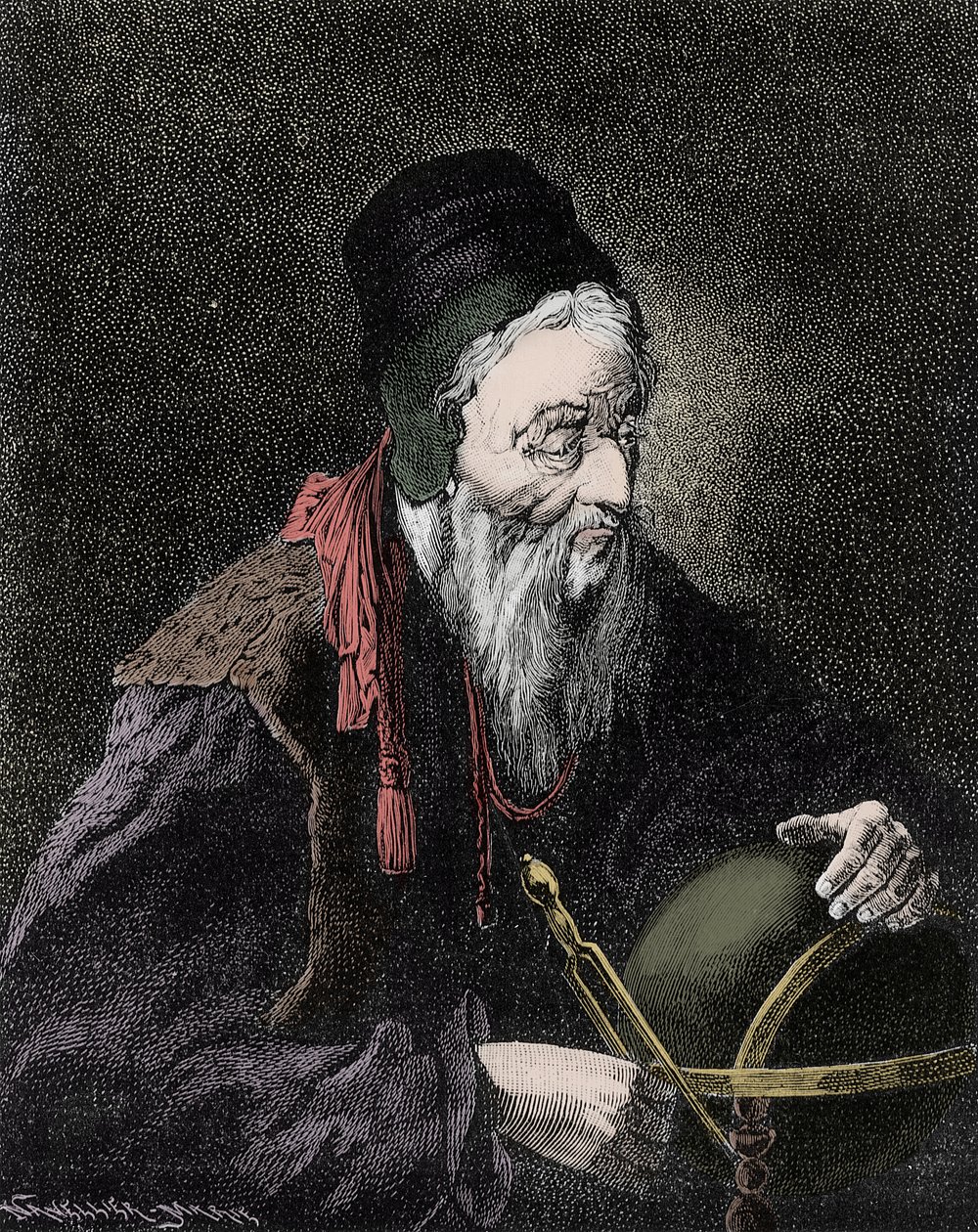 Portret Nostradamusa, Michel de Notre Dame (1503-1566) Francuski astrolog i lekarz - Rycina XIX wieku autorstwa Unknown artist