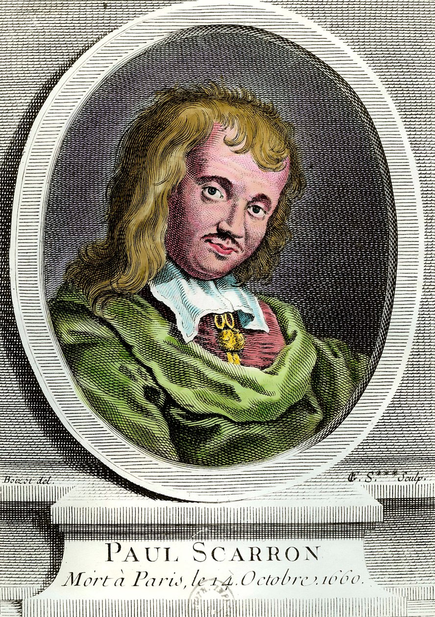 Portret Paula Scarrona (1610-1660), francuskiego pisarza. Rycina z XVII wieku. Prywatna kolekcja. autorstwa Unknown artist