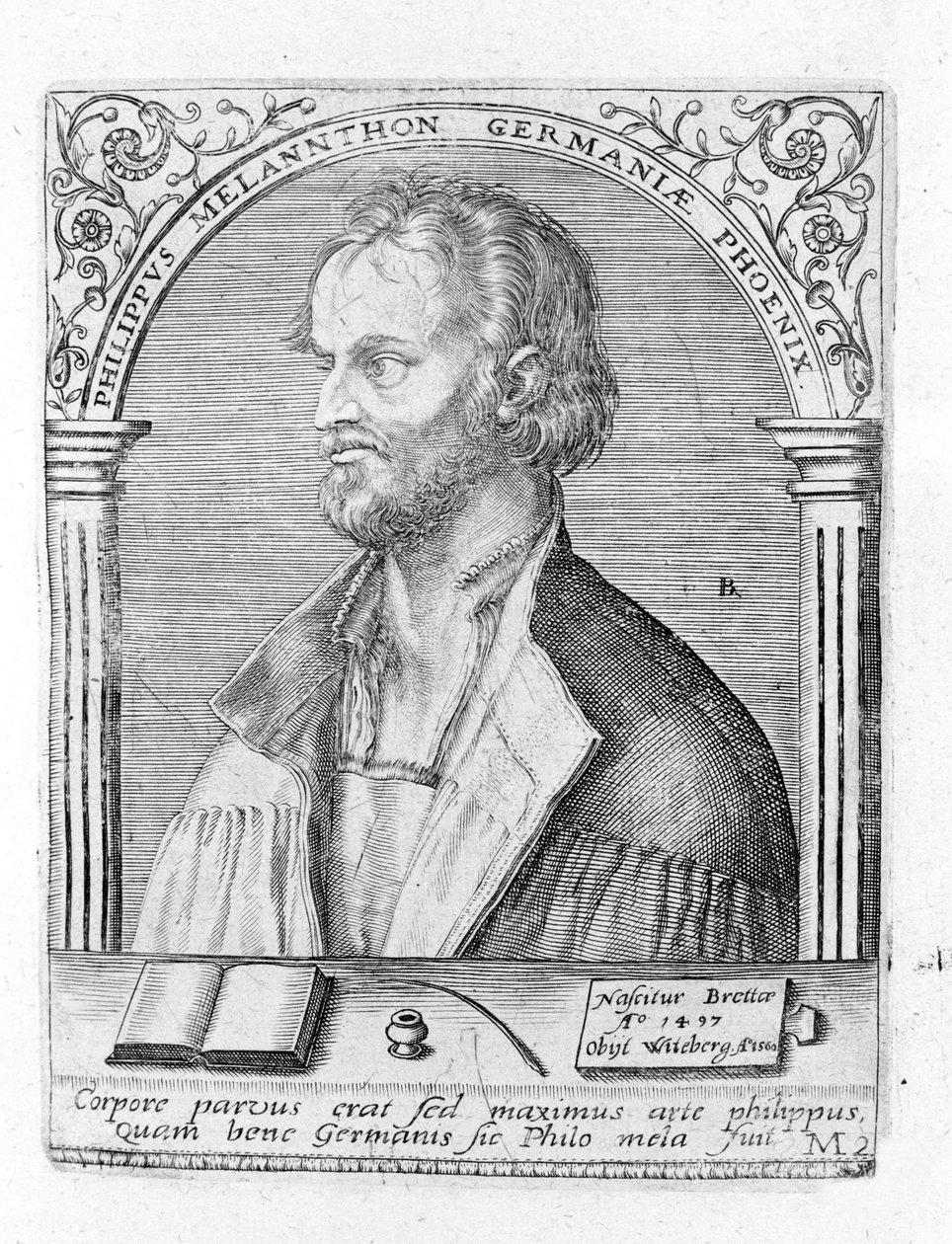 Portret Filipa Melanchtona (Melanchtona) (1497 - 1560), niemieckiego reformatora religijnego. Rytownictwo. autorstwa Unknown artist