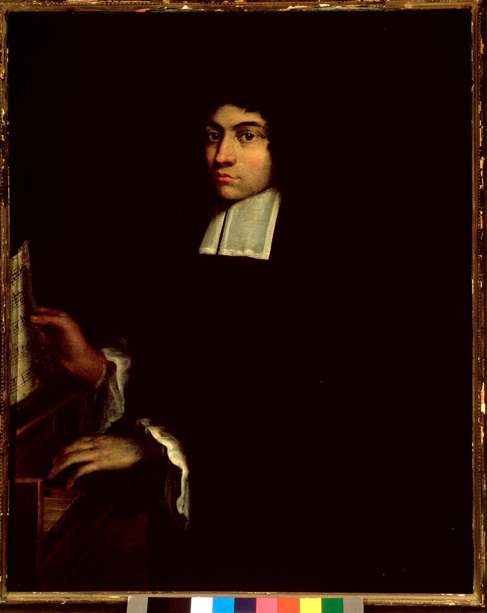 Portret Pietro degli Antoni (ok. 1648-1720) włoskiego kompozytora Anonimowe malarstwo. XVIII-wieczne Miejskie Muzeum Bibliograficzne w Bolonii autorstwa Unknown artist