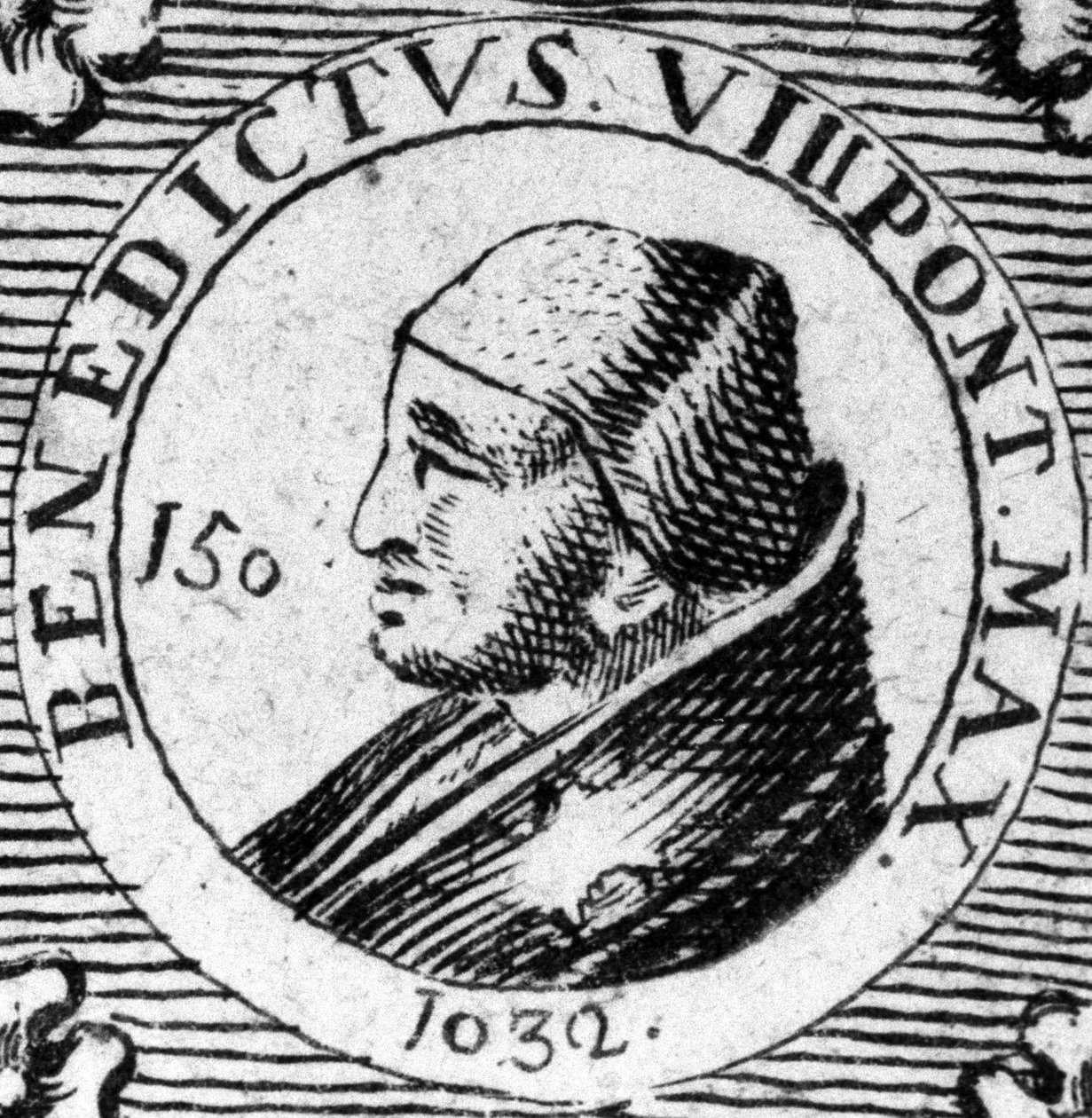 Portret papieża Benedykta VIII. Rycina XIX wieku. autorstwa Unknown artist